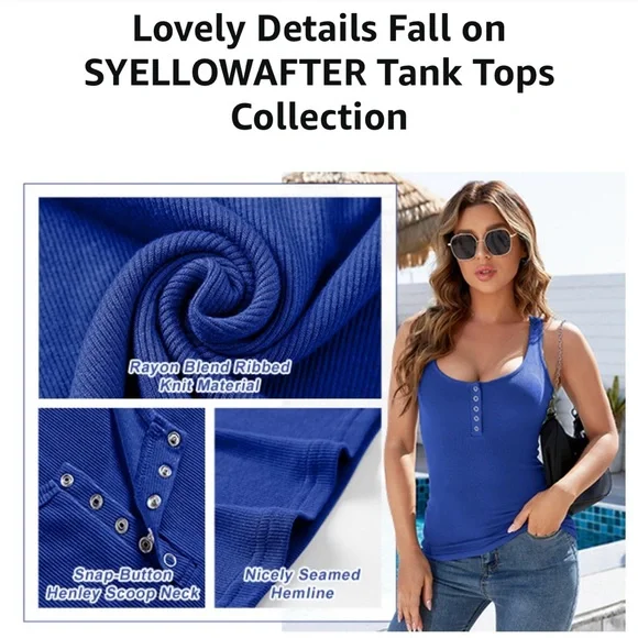 Women's Summer Ribbed Tank Top - Stretch Slim Fit Round Neck Sleeveless Basic, Rayon Spandex Blend - View #8